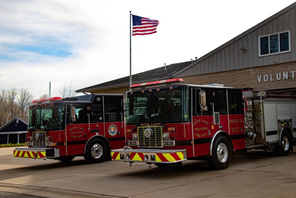Sister Lakes fire engine outside the station